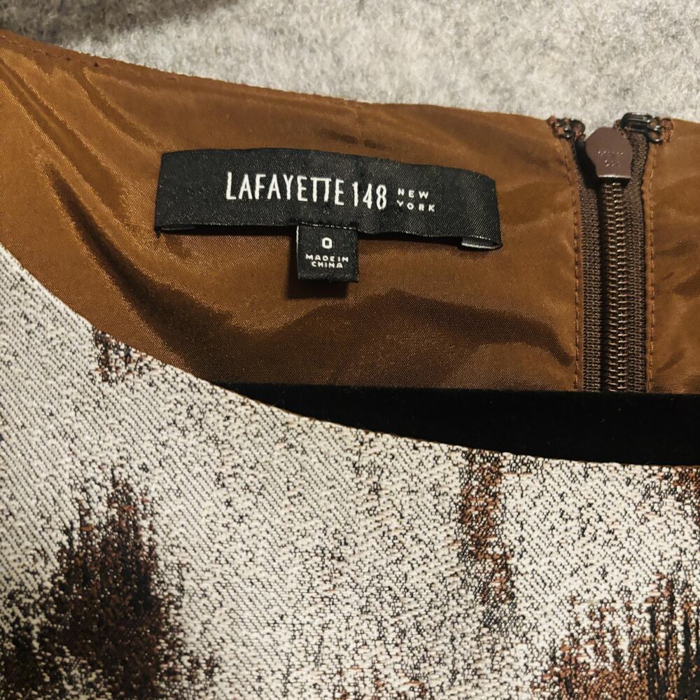 Lafayette 148 New York Dress Womens Size 0 Brown Leopard Floral Animal Sheath - Picture 6 of 15